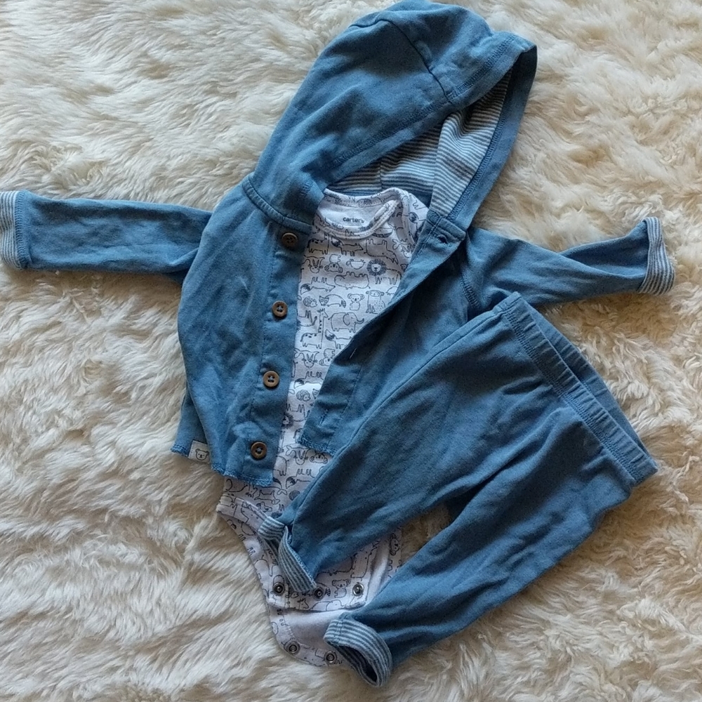 Carter's Blue Hoodie Bear Set $5 if bundled!📦📦